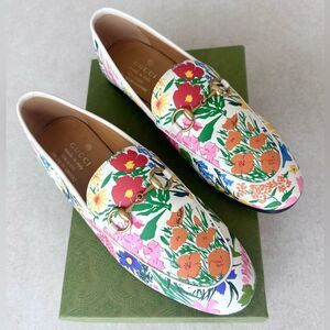 Gucci Ken Scott Jordaan Horsebit Leather Floral Print Loafer Flats EU 36.5 US6.5